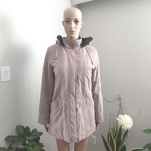 Vintage Sequence Petite women's khaki tan hooded jacket